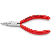 KNIPEX 25 03 125 Flachrundzange mit Schneide (Radiozange) mit Kunststoff überzogen verchromt 125 mm