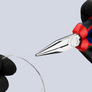 KNIPEX 25 05 160 SB Flachrundzange mit Schneide (Radiozange) mit Comfort-Griffen verchromt 160 mm