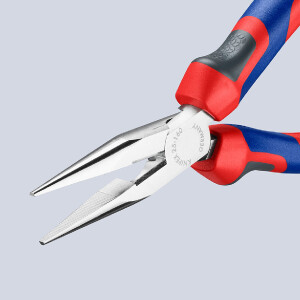 KNIPEX 25 05 160 Flachrundzange mit Schneide (Radiozange) mit Comfort-Griffen verchromt 160 mm