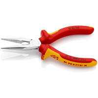 KNIPEX 25 06 160 T Flachrundzange mit Schneide (Radiozange) isoliert mit Mehrkomponenten-Hüllen, VDE-geprüft verchromt 160 mm