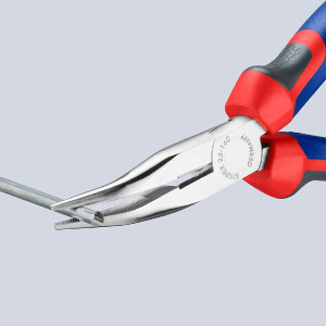 KNIPEX 25 25 160 Flachrundzange mit Schneide (Radiozange) mit Comfort-Griffen verchromt 165 mm