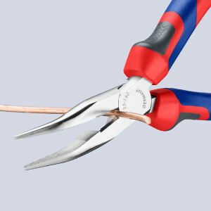 KNIPEX 25 25 160 Flachrundzange mit Schneide (Radiozange) mit Comfort-Griffen verchromt 165 mm