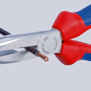 KNIPEX 26 11 200 Flachrundzange mit Schneide (Storchschnabelzange) mit Kunststoff überzogen schwarz atramentiert 200 mm