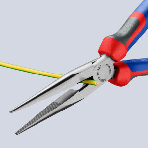 KNIPEX 26 12 200 SB Flachrundzange mit Schneide (Storchschnabelzange) mit Comfort-Griffen schwarz atramentiert 200 mm