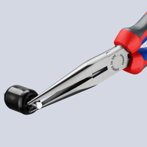 KNIPEX 26 12 200 SB Flachrundzange mit Schneide (Storchschnabelzange) mit Comfort-Griffen schwarz atramentiert 200 mm