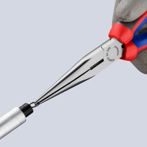 KNIPEX 26 12 200 SB Flachrundzange mit Schneide (Storchschnabelzange) mit Comfort-Griffen schwarz atramentiert 200 mm