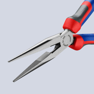 KNIPEX 26 12 200 SB Flachrundzange mit Schneide (Storchschnabelzange) mit Comfort-Griffen schwarz atramentiert 200 mm