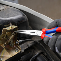 KNIPEX 26 12 200 SB Flachrundzange mit Schneide (Storchschnabelzange) mit Comfort-Griffen schwarz atramentiert 200 mm
