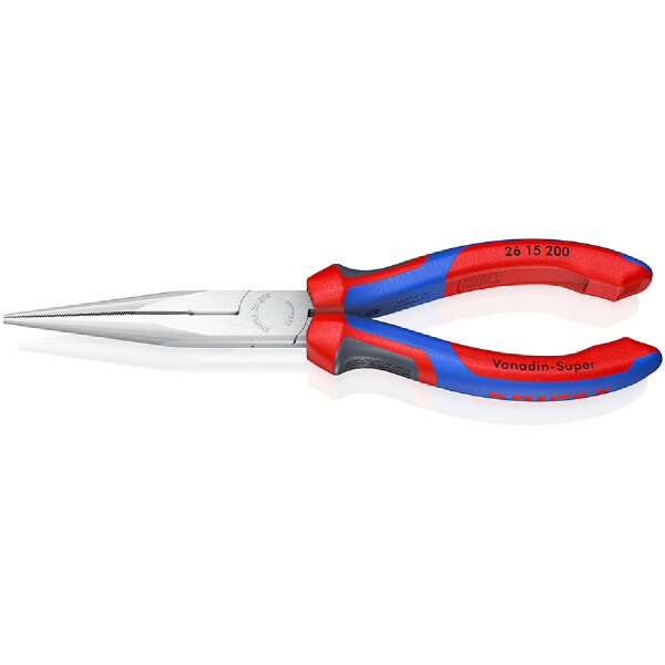 KNIPEX 26 15 200 SB Flachrundzange mit Schneide (Storchschnabelzange) mit Comfort-Griffen verchromt 200 mm