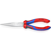 KNIPEX 26 15 200 SB Flachrundzange mit Schneide (Storchschnabelzange) mit Comfort-Griffen verchromt 200 mm