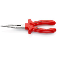 KNIPEX 26 17 200 Flachrundzange mit Schneide (Storchschnabelzange) tauchisoliert, VDE-geprüft verchromt 200 mm
