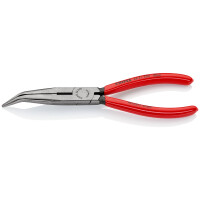 KNIPEX 26 21 200 Flachrundzange mit Schneide (Storchschnabelzange) mit Kunststoff überzogen schwarz atramentiert 200 mm