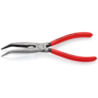 KNIPEX 26 21 200 Flachrundzange mit Schneide (Storchschnabelzange) mit Kunststoff überzogen schwarz atramentiert 200 mm