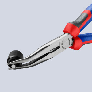 KNIPEX 26 22 200 SB Flachrundzange mit Schneide (Storchschnabelzange) mit Comfort-Griffen schwarz atramentiert 200 mm