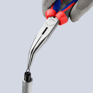 KNIPEX 26 22 200 SB Flachrundzange mit Schneide (Storchschnabelzange) mit Comfort-Griffen schwarz atramentiert 200 mm