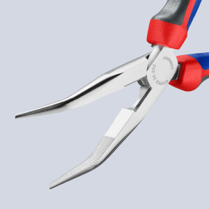 KNIPEX 26 25 200 Flachrundzange mit Schneide (Storchschnabelzange) mit Comfort-Griffen verchromt 200 mm