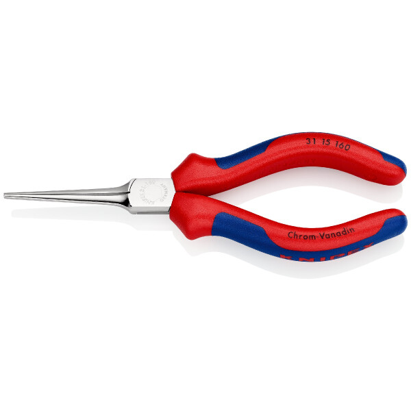 KNIPEX 31 15 160 Greifzange (Nadelzange) mit Mehrkomponenten-Hüllen verchromt 160 mm
