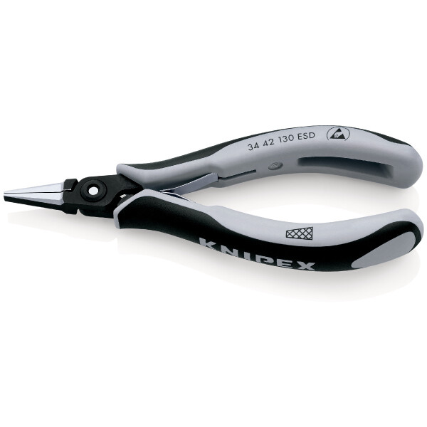 KNIPEX 34 42 130 ESD Präzisions-Elektronik-Greifzange ESD mit Mehrkomponenten-Hüllen brüniert 130 mm