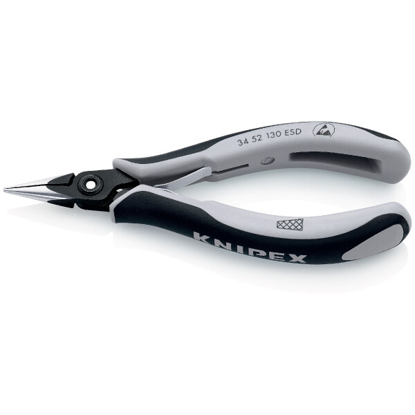 KNIPEX 34 52 130 ESD Präzisions-Elektronik-Greifzange ESD mit Mehrkomponenten-Hüllen brüniert 130 mm