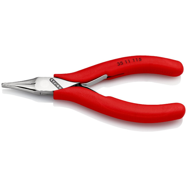 KNIPEX 35 11 115 Elektronik-Greifzange mit durchgestecktem Gelenk mit rutschhemmenden Kunststoff-Hüllen 115 mm