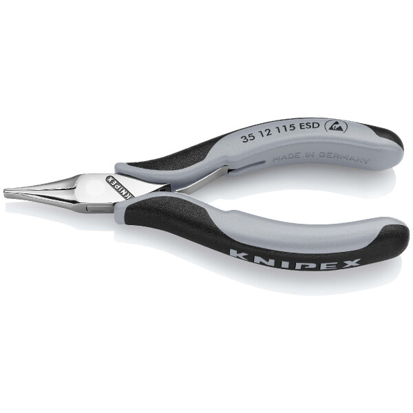 KNIPEX 35 12 115 ESD Elektronik-Greifzange ESD mit durchgestecktem Gelenk mit Mehrkomponenten-Hüllen 115 mm