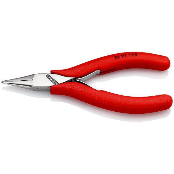 KNIPEX 35 21 115 Elektronik-Greifzange mit durchgestecktem Gelenk mit rutschhemmenden Kunststoff-Hüllen 115 mm