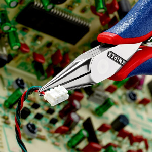 KNIPEX 35 22 115 Elektronik-Greifzange mit durchgestecktem Gelenk mit Mehrkomponenten-Hüllen 115 mm