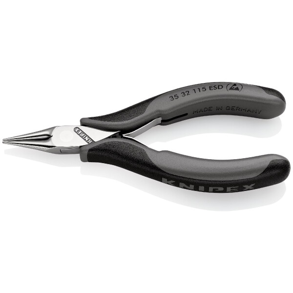 KNIPEX 35 32 115 ESD Elektronik-Greifzange ESD mit durchgestecktem Gelenk mit Mehrkomponenten-Hüllen 115 mm