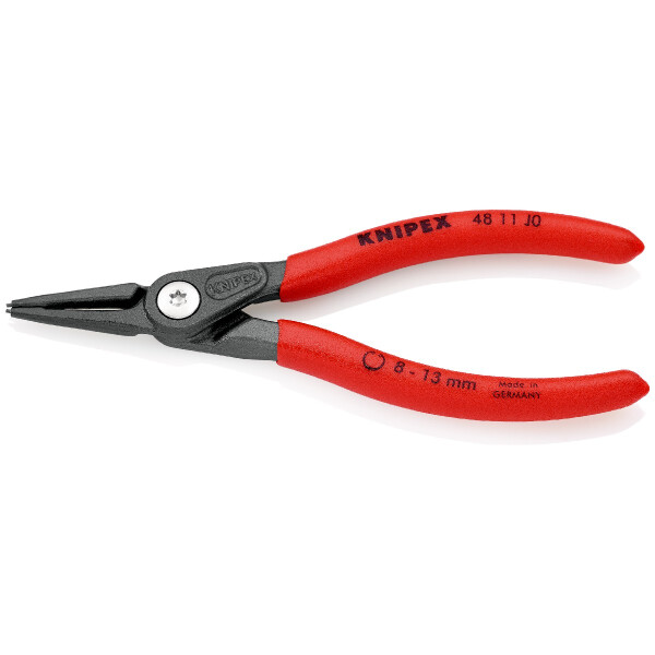 KNIPEX 48 11 J0 Präzisions-Sicherungsringzange für Innenringe in Bohrungen mit rutschhemmendem Kunststoff überzogen grau atramentiert 140 mm
