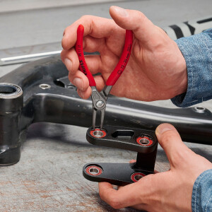 KNIPEX 48 11 J1 Präzisions-Sicherungsringzange für Innenringe in Bohrungen mit rutschhemmendem Kunststoff überzogen grau atramentiert 140 mm