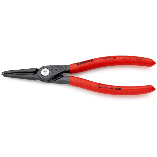 KNIPEX 48 11 J2 Präzisions-Sicherungsringzange für Innenringe in Bohrungen mit rutschhemmendem Kunststoff überzogen grau atramentiert 180 mm
