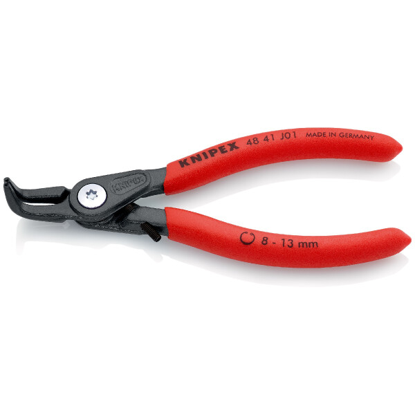 KNIPEX 48 41 J01 Präzisions-Sicherungsringzange für Innenringe in Bohrungen mit rutschhemmendem Kunststoff überzogen grau atramentiert 130 mm