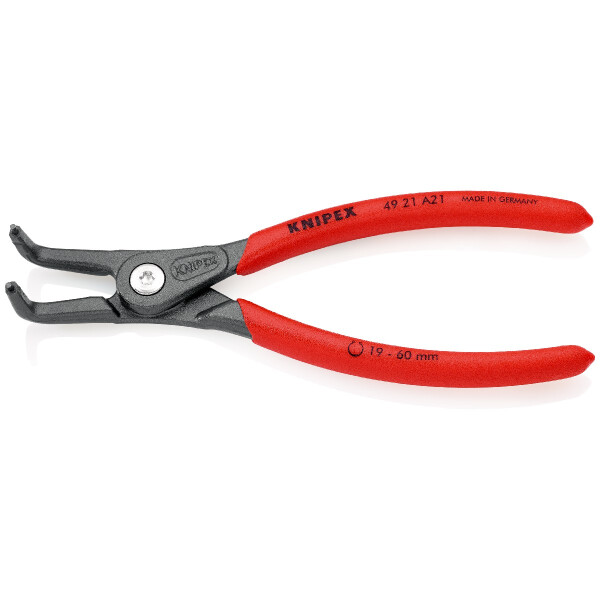 KNIPEX 49 21 A21 Präzisions-Sicherungsringzange für Außenringe auf Wellen mit rutschhemmendem Kunststoff überzogen grau atramentiert 165 mm