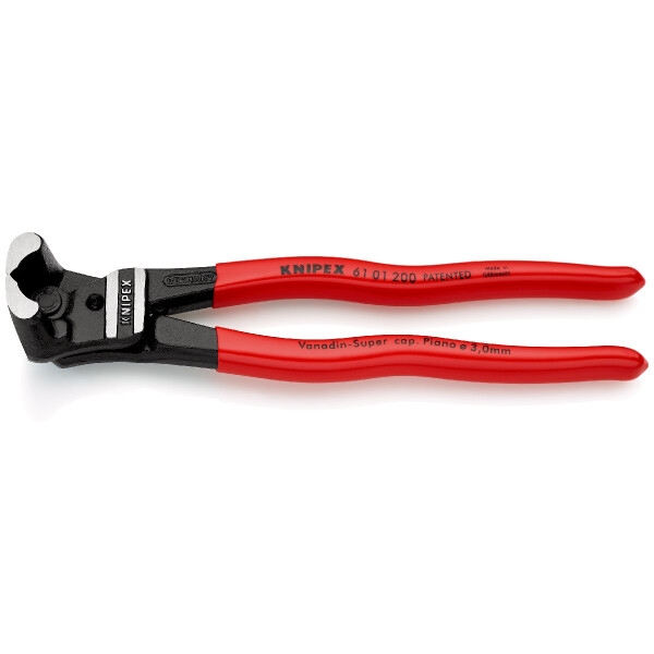 KNIPEX 61 01 200 Bolzen-Vornschneider hochübersetzt mit Kunststoff überzogen schwarz atramentiert 200 mm