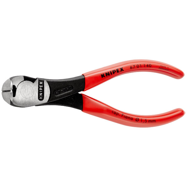 KNIPEX 67 01 140 SB Kraft-Vornschneider mit Kunststoff überzogen schwarz atramentiert 140 mm