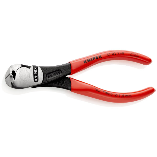 KNIPEX 67 01 140 Kraft-Vornschneider mit Kunststoff überzogen schwarz atramentiert 140 mm
