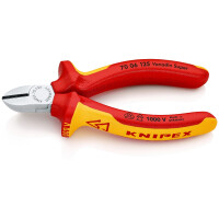 KNIPEX 70 06 125 Seitenschneider isoliert mit Mehrkomponenten-Hüllen, VDE-geprüft verchromt 125 mm