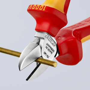 KNIPEX 70 06 140 SB Seitenschneider isoliert mit Mehrkomponenten-Hüllen, VDE-geprüft verchromt 140 mm