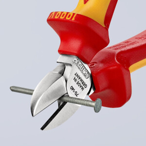 KNIPEX 70 06 140 SB Seitenschneider isoliert mit Mehrkomponenten-Hüllen, VDE-geprüft verchromt 140 mm