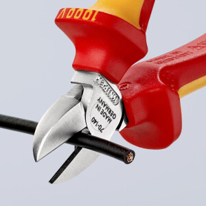 KNIPEX 70 06 140 SB Seitenschneider isoliert mit Mehrkomponenten-Hüllen, VDE-geprüft verchromt 140 mm