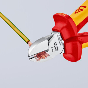KNIPEX 70 06 160 Seitenschneider isoliert mit Mehrkomponenten-Hüllen, VDE-geprüft verchromt 160 mm