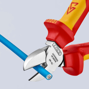 KNIPEX 70 06 160 Seitenschneider isoliert mit Mehrkomponenten-Hüllen, VDE-geprüft verchromt 160 mm