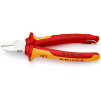 KNIPEX 70 06 180 T Seitenschneider isoliert mit Mehrkomponenten-Hüllen, VDE-geprüft; mit integrierter isolierter Befestigungsöse zum Anbringen einer Absturzsicherung verchromt 180 mm