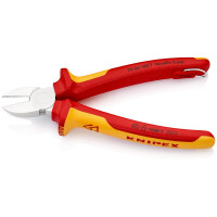KNIPEX 70 06 180 T Seitenschneider isoliert mit Mehrkomponenten-Hüllen, VDE-geprüft; mit integrierter isolierter Befestigungsöse zum Anbringen einer Absturzsicherung verchromt 180 mm