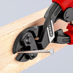 KNIPEX 71 22 200 T BK CoBolt® Kompakt-Bolzenschneider mit schlanken Mehrkomponenten-Hüllen, mit integrierter Befestigungsöse zum Anbringen einer Absturzsicherung schwarz atramentiert 200 mm