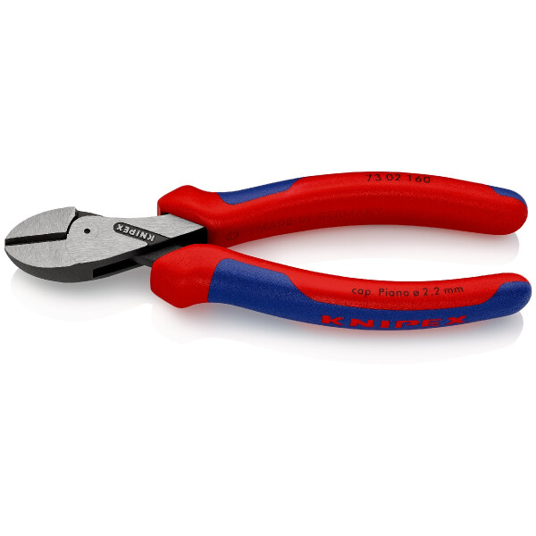 KNIPEX 73 02 160 X-Cut® Kompakt-Seitenschneider hochübersetzt mit Mehrkomponenten-Hüllen schwarz atramentiert 160 mm