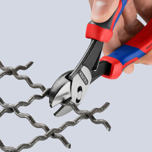 KNIPEX 73 72 180 F TwinForce® Hochleistungs-Seitenschneider mit Öffnungsfeder mit Comfort-Griffen schwarz atramentiert 180 mm
