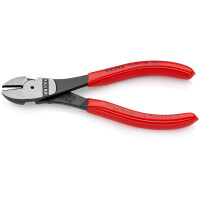 KNIPEX 74 01 160 SB Kraft-Seitenschneider mit Kunststoff überzogen schwarz atramentiert 160 mm