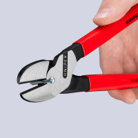 KNIPEX 74 01 250 Kraft-Seitenschneider mit Kunststoff überzogen schwarz atramentiert 250 mm