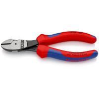 KNIPEX 74 02 160 Kraft-Seitenschneider mit Mehrkomponenten-Hüllen schwarz atramentiert 160 mm